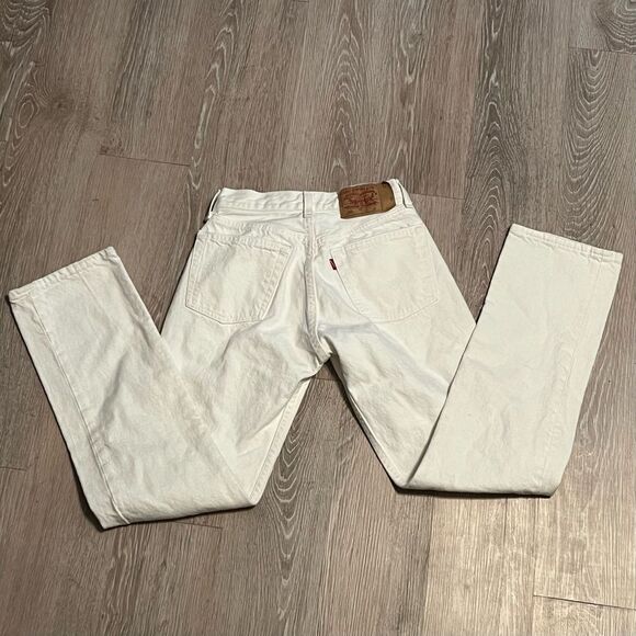 Vintage 90s Levi’s 501 XX USA Jean White Straight Leg Rigid Denim 27 24 x 29 2 - Picture 3 of 12